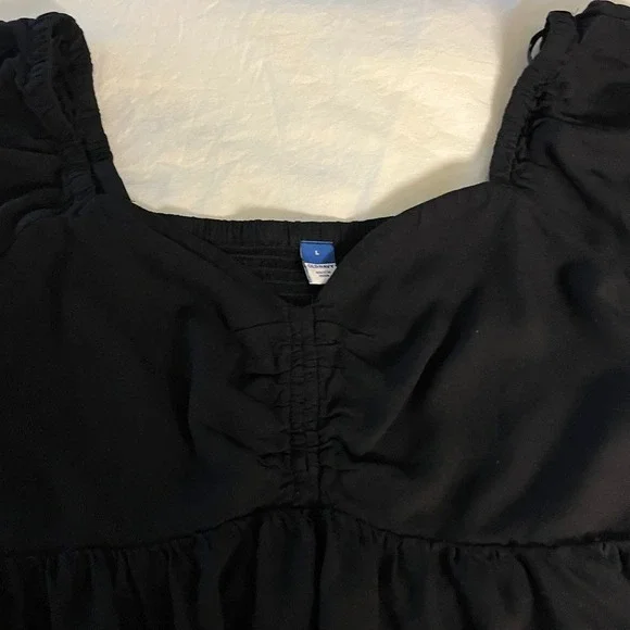 Womens Sz L Smocked Babydoll Top Dark Cottagecore Goth Bishop Sleeve - Picture 3 of 9